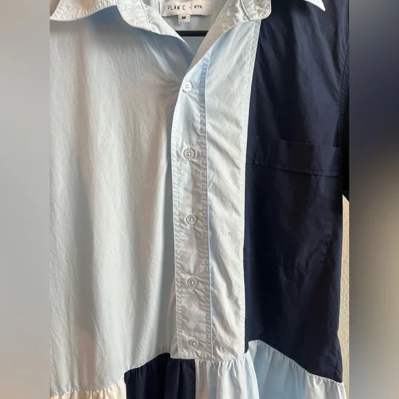 Plan C Light Blue Shirt Dress. Size M - Picture 8 of 14
